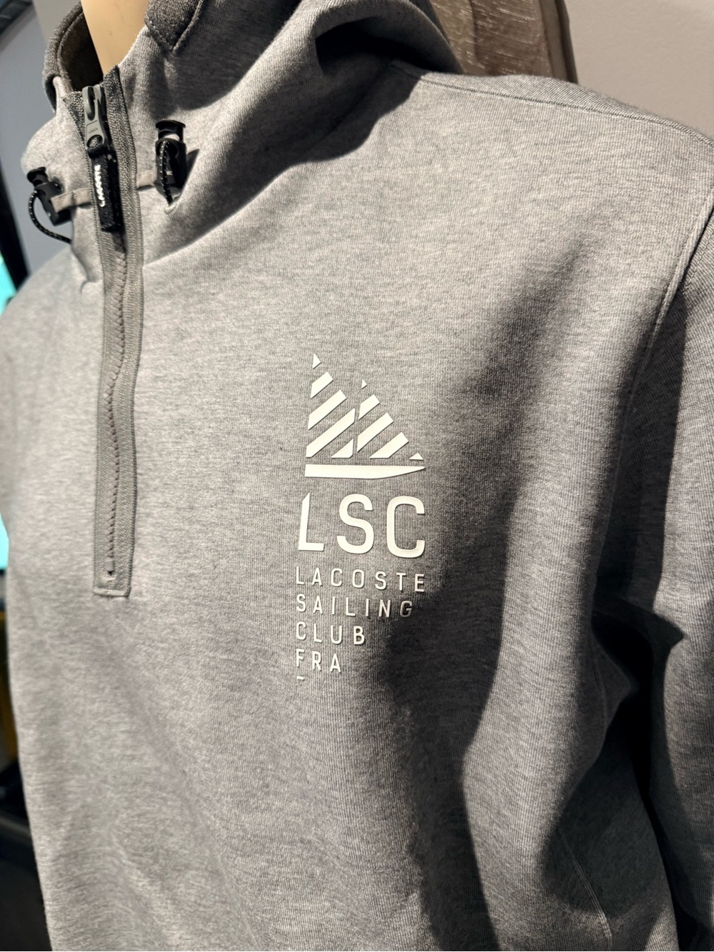 Lacoste Gray Hooded Half-Zip Sweater with Logo Slim Fit Size 8 - Picture 3 of 7